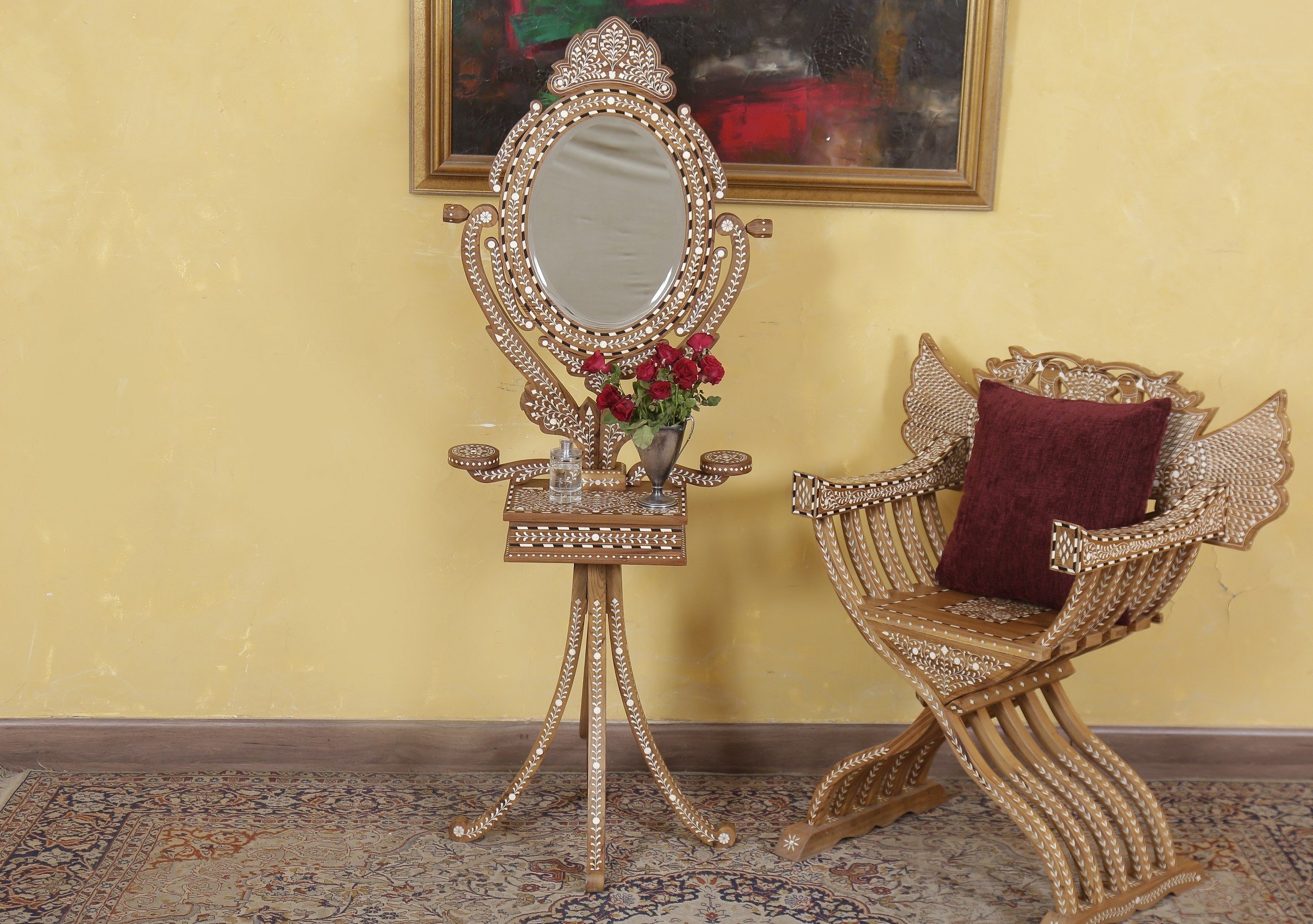 Dewar Inlaid Standing Mirror