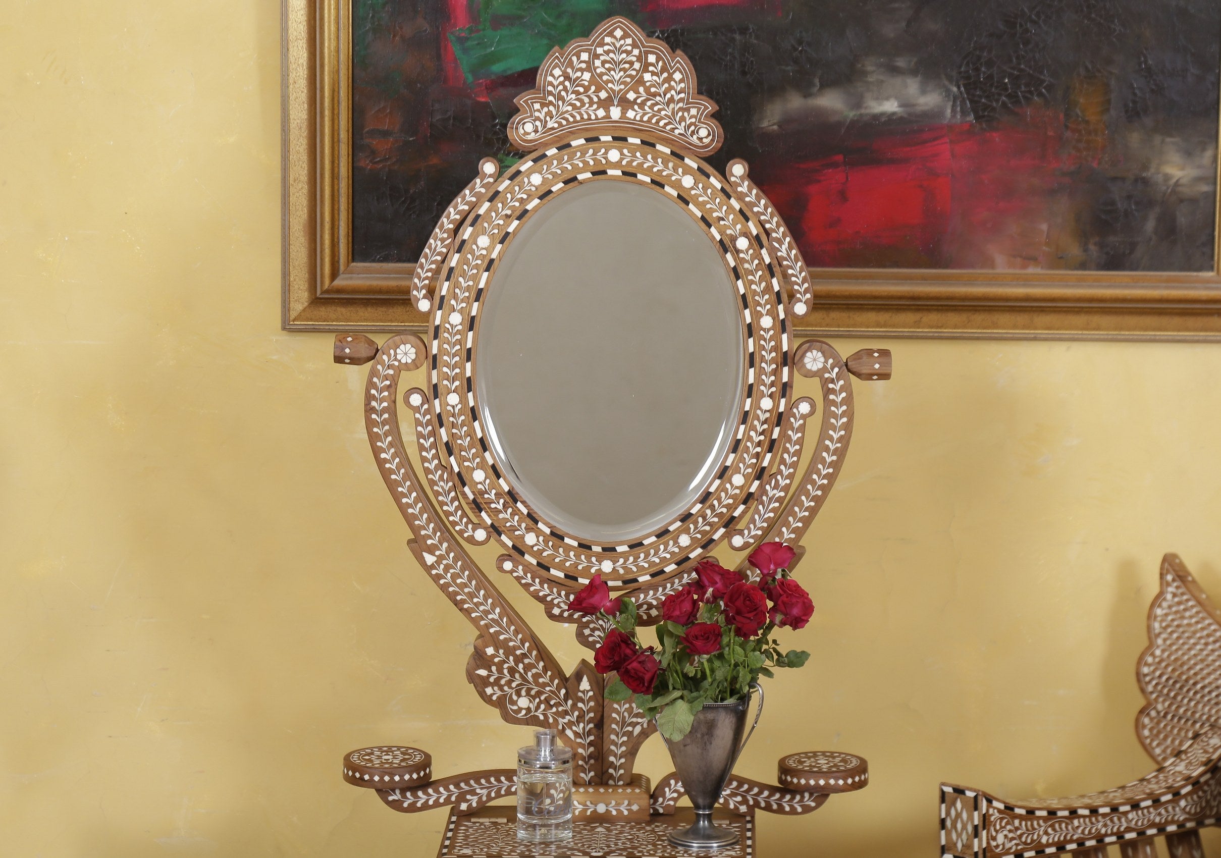Dewar Inlaid Standing Mirror