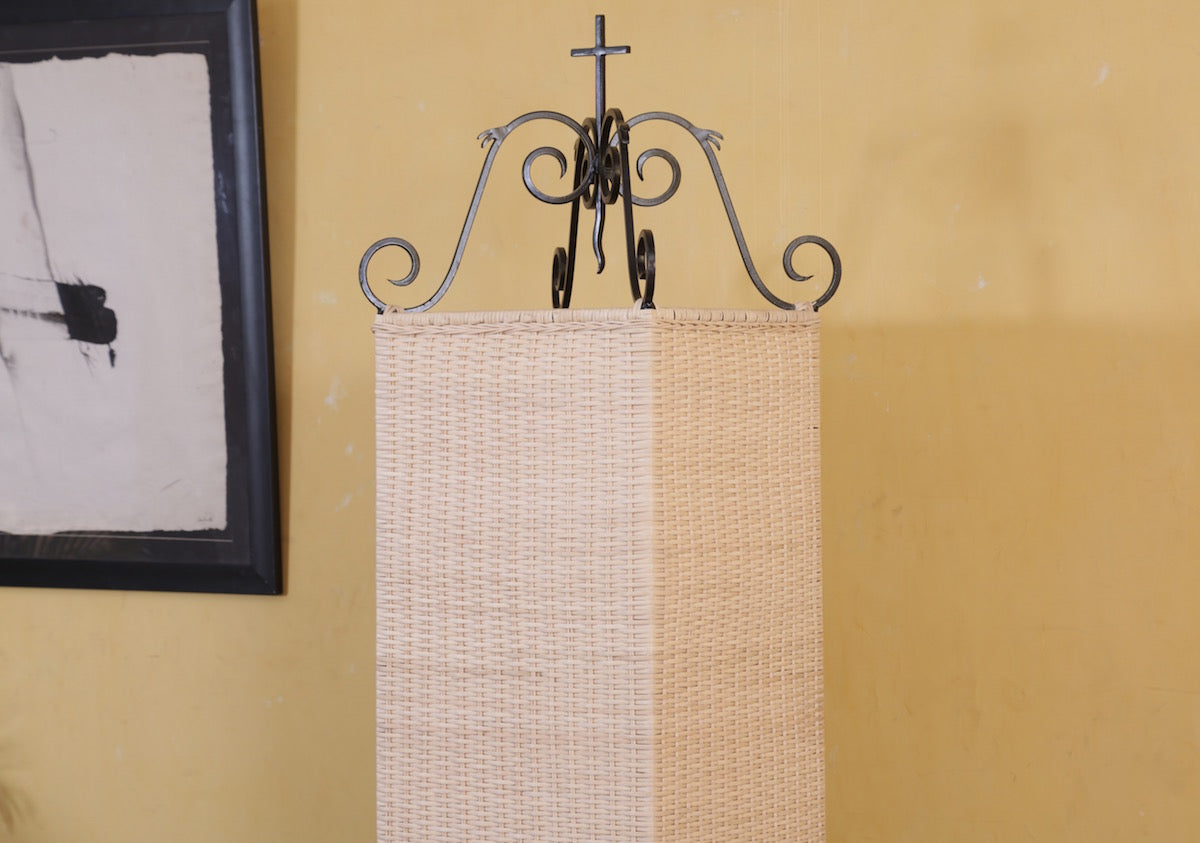 Torre Wrought Iron and Cane Lamp