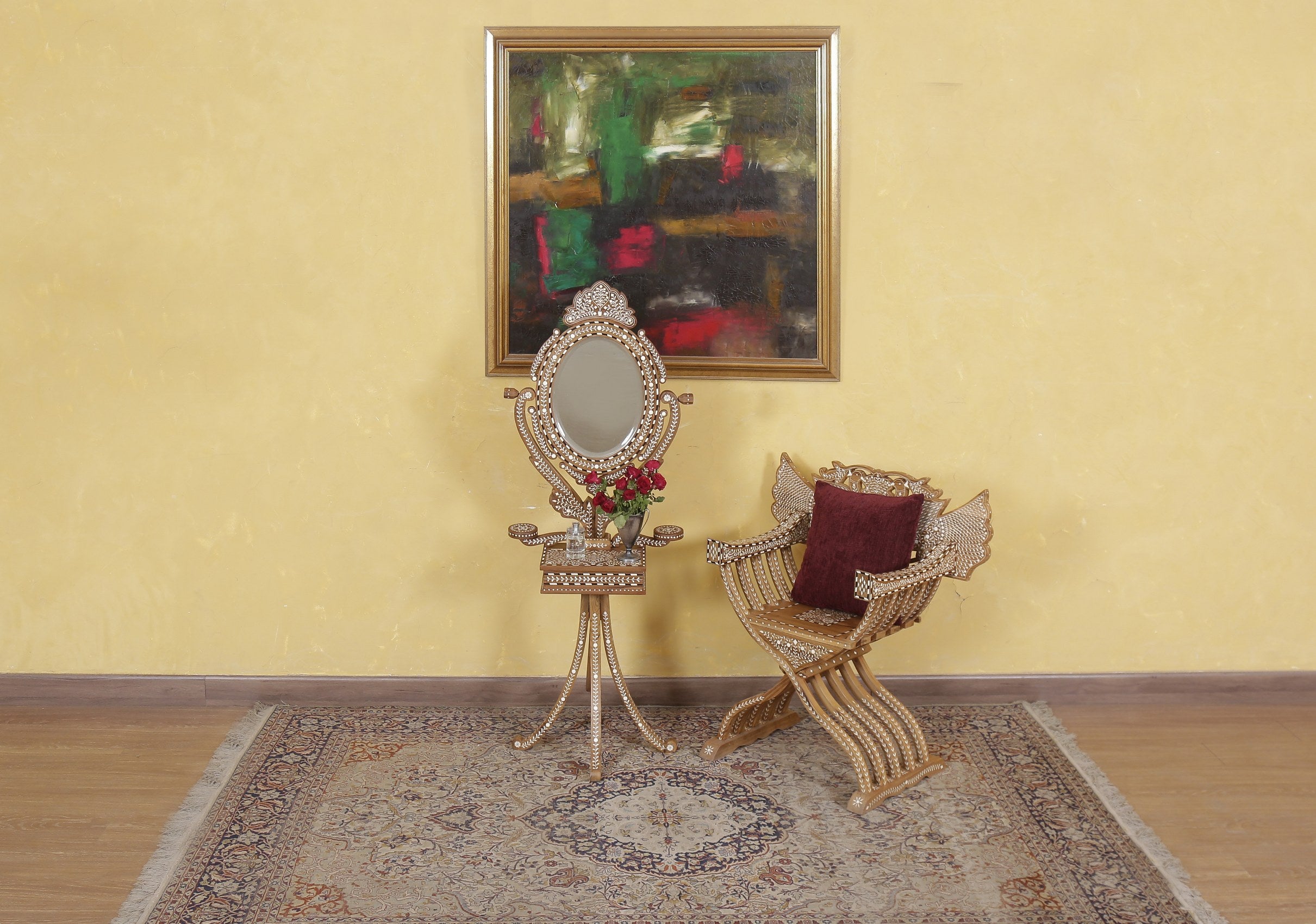 Dewar Inlaid Standing Mirror