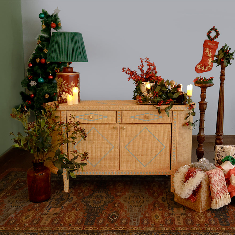 Mauve Wicker Chest of Drawers