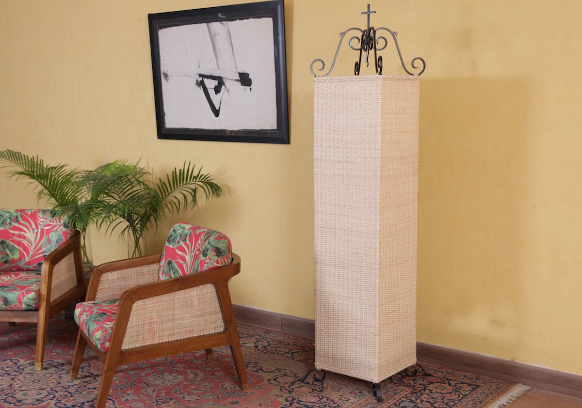 Torre Wrought Iron and Cane Lamp