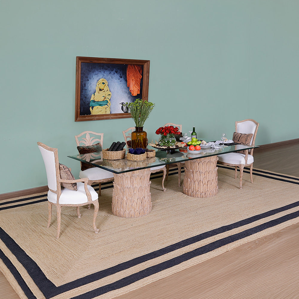 Latakia Glass Top Botanical Dining Table