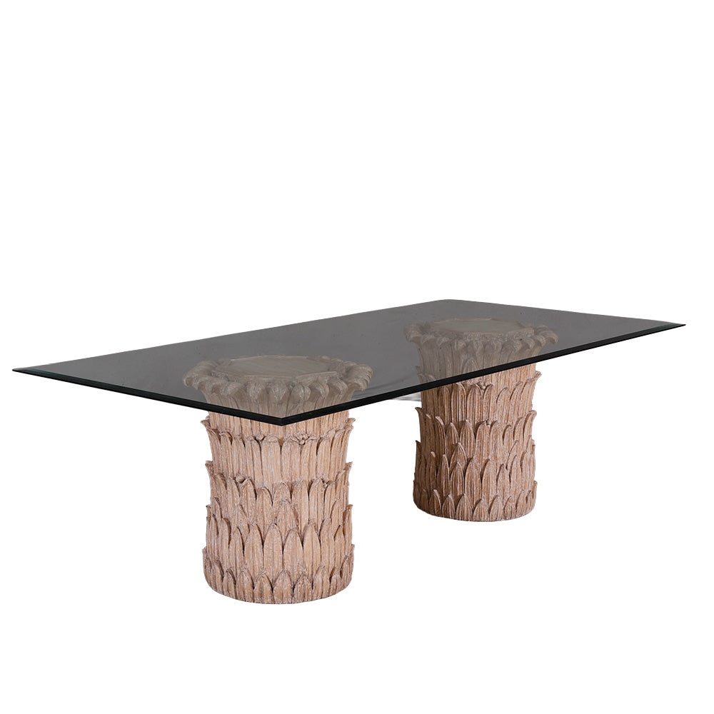 Latakia Glass Top Botanical Dining Table